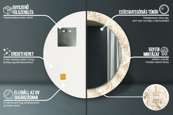 Miroir rond imprimé Composition art déco