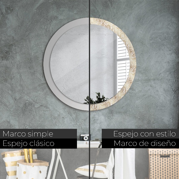 Miroir rond imprimé Composition art déco