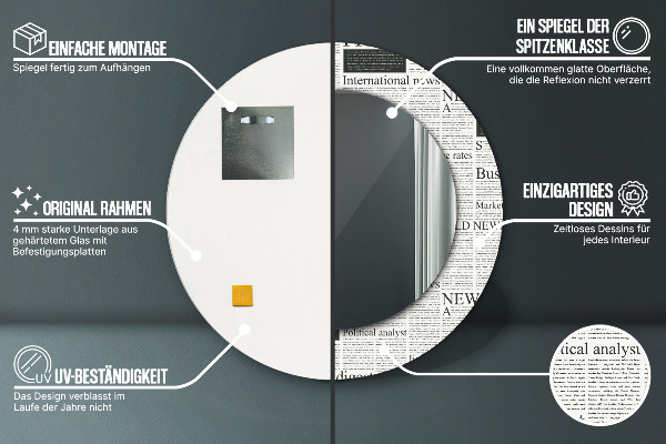 Miroir rond imprimé Modèle des journaux
