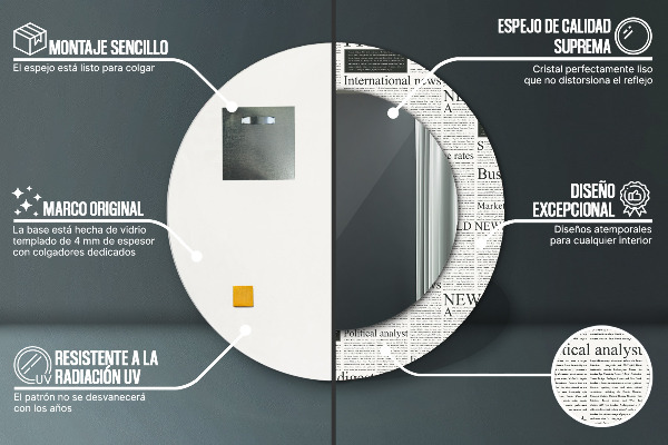 Miroir rond imprimé Modèle des journaux