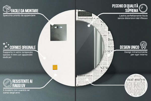 Miroir rond imprimé Modèle des journaux