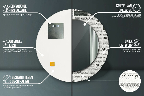Miroir rond imprimé Modèle des journaux