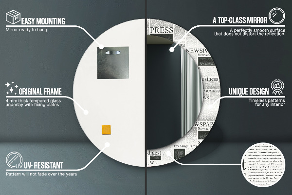 Miroir rond imprimé Modèle des journaux