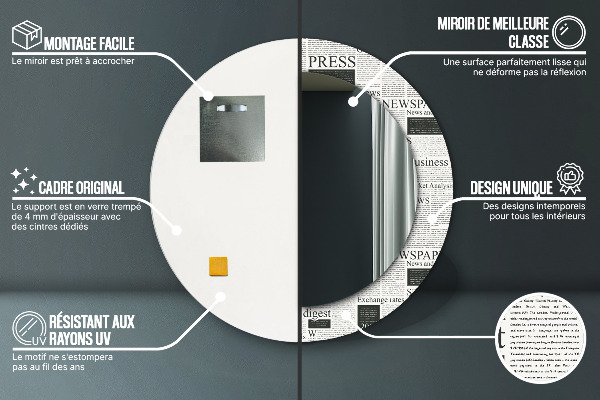 Miroir rond imprimé Modèle des journaux