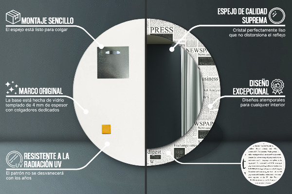 Miroir rond imprimé Modèle des journaux