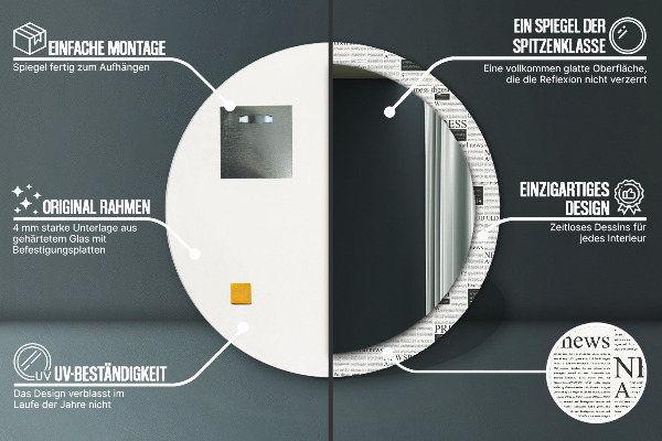 Miroir rond imprimé Modèle des journaux