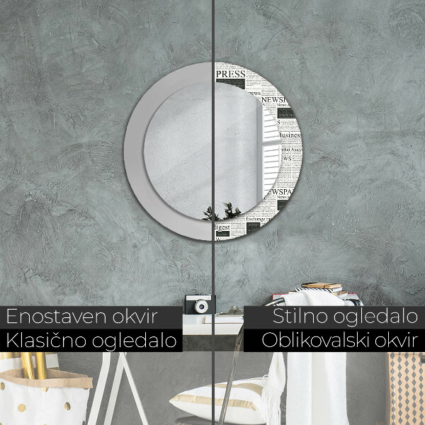Miroir rond imprimé Modèle des journaux