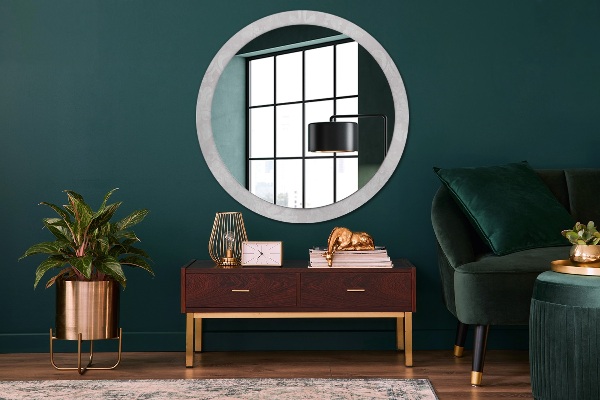 Miroir rond imprimé Texture roccoco délicate