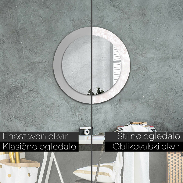 Miroir rond imprimé Texture roccoco délicate