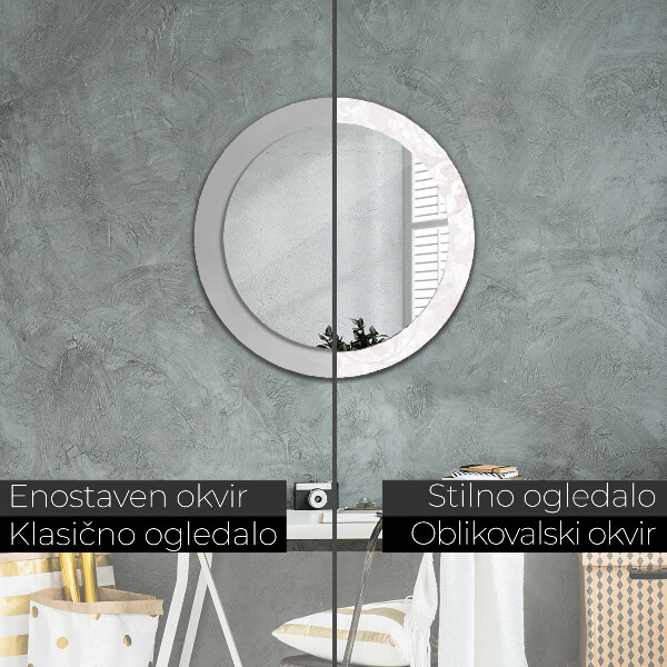 Miroir rond imprimé Texture roccoco délicate