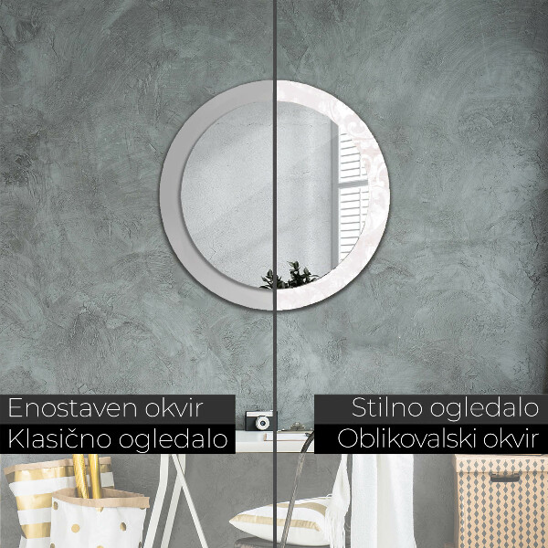 Miroir rond imprimé Texture roccoco délicate