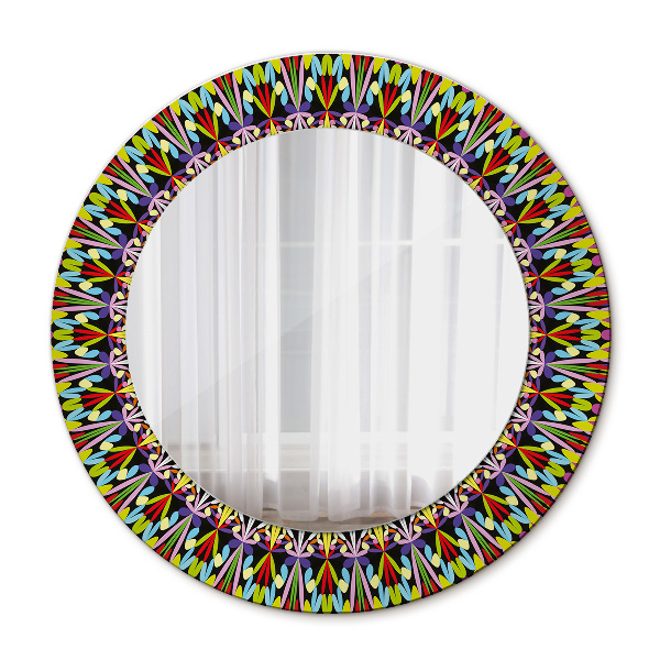 Miroir rond imprimé Modèle de mandala psychédélique