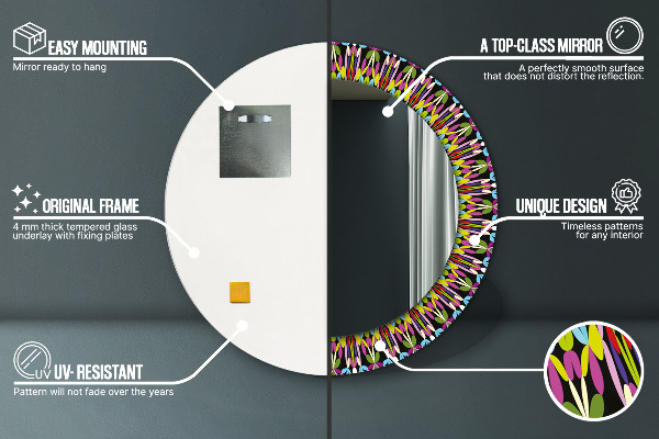 Miroir rond imprimé Modèle de mandala psychédélique