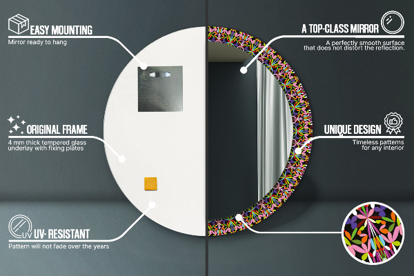 Miroir rond imprimé Modèle de mandala psychédélique