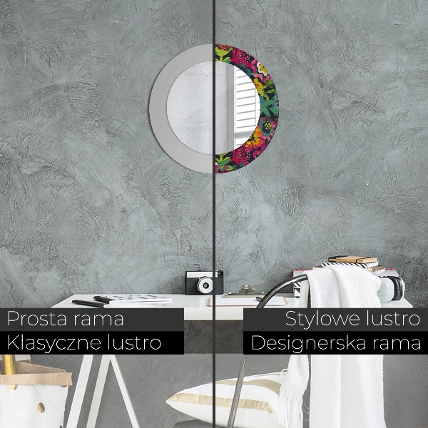 Miroir rond imprimé Fleurs peintes à la main