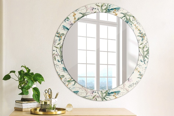 Miroir rond imprimé Fleurs aquarelles