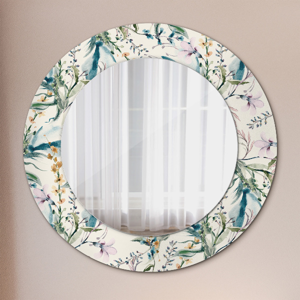 Miroir rond imprimé Fleurs aquarelles