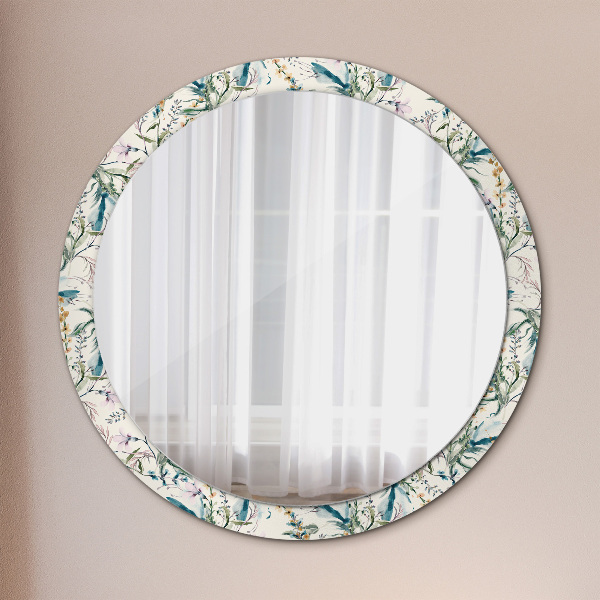 Miroir rond imprimé Fleurs aquarelles