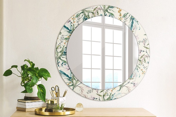 Miroir rond imprimé Fleurs aquarelles
