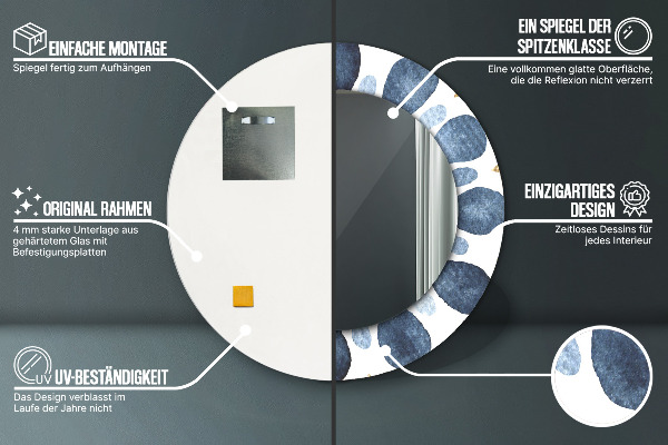 Miroir rond imprimé Mandala de la lune
