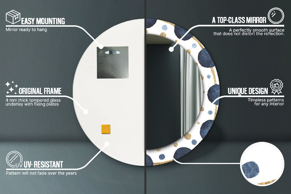 Miroir rond imprimé Mandala de la lune