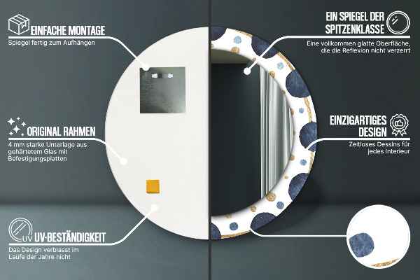 Miroir rond imprimé Mandala de la lune