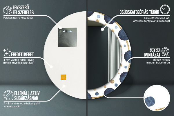 Miroir rond imprimé Mandala de la lune