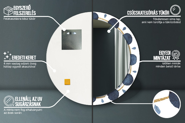 Miroir rond imprimé Mandala de la lune