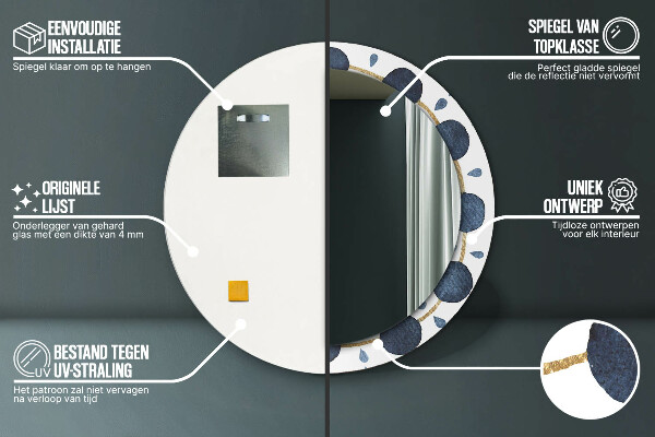 Miroir rond imprimé Mandala de la lune