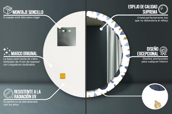 Miroir rond imprimé Mandala de la lune