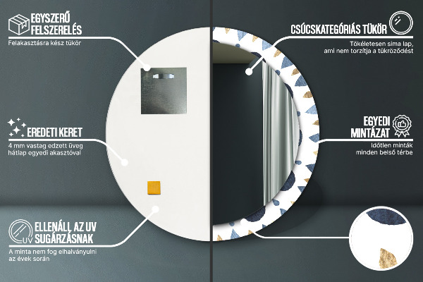 Miroir rond imprimé Mandala de la lune