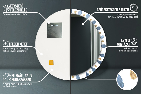 Miroir rond imprimé Mandala de la lune
