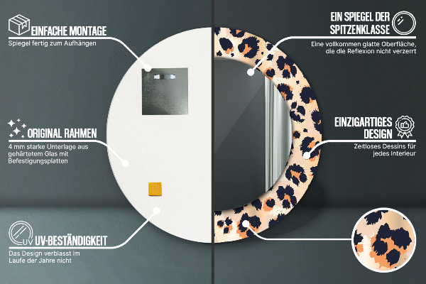 Miroir rond imprimé Motif sauvage