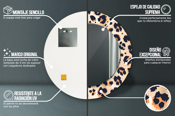 Miroir rond imprimé Motif sauvage