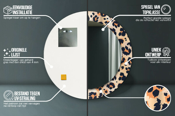 Miroir rond imprimé Motif sauvage