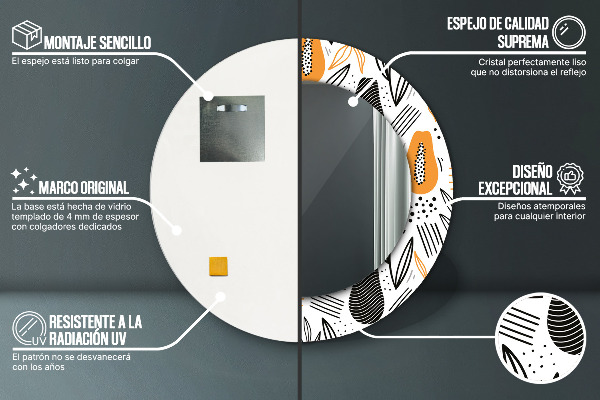 Miroir rond imprimé Modèle papai