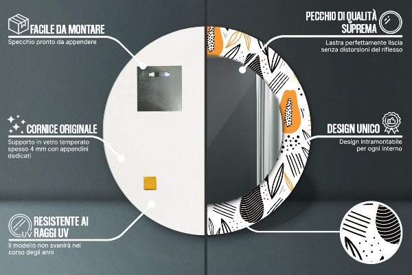 Miroir rond imprimé Modèle papai