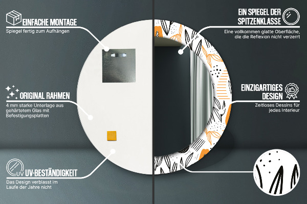Miroir rond imprimé Modèle papai