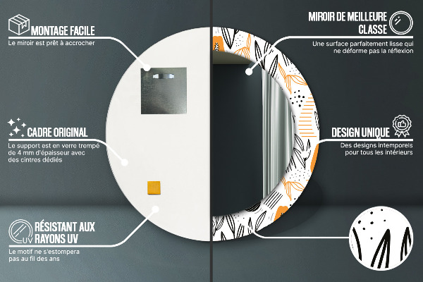 Miroir rond imprimé Modèle papai