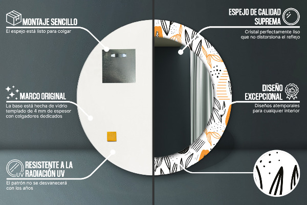Miroir rond imprimé Modèle papai