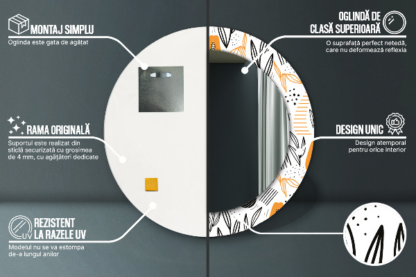 Miroir rond imprimé Modèle papai