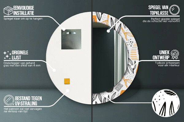 Miroir rond imprimé Modèle papai