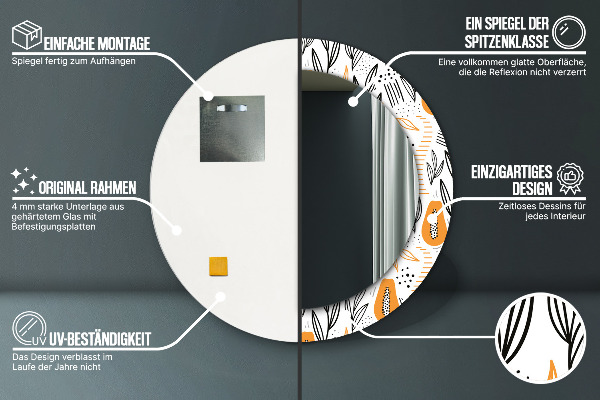 Miroir rond imprimé Modèle papai