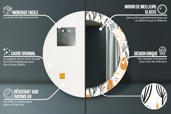 Miroir rond imprimé Modèle papai