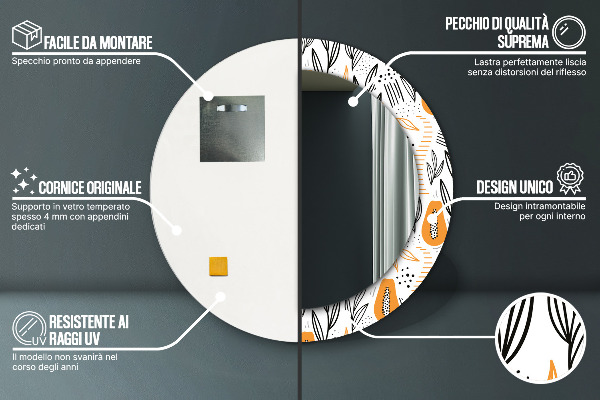 Miroir rond imprimé Modèle papai