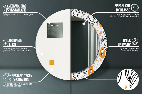 Miroir rond imprimé Modèle papai