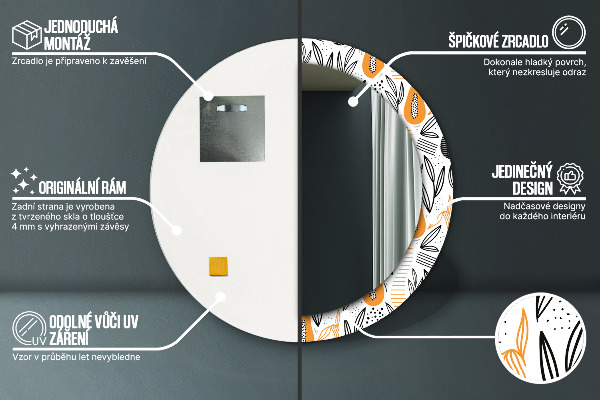Miroir rond imprimé Modèle papai