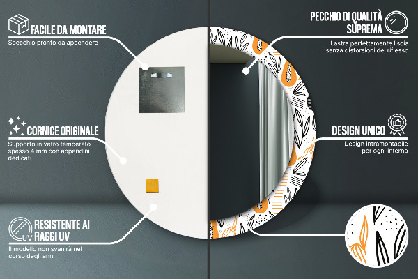 Miroir rond imprimé Modèle papai