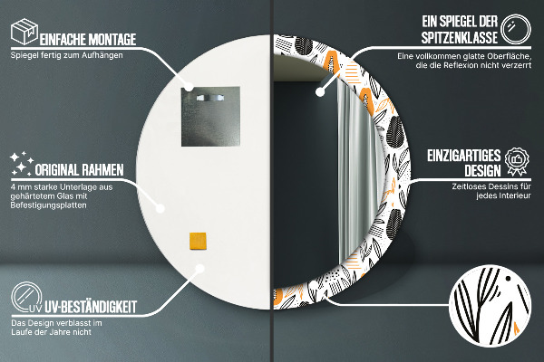 Miroir rond imprimé Modèle papai