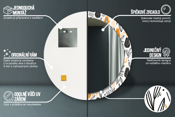 Miroir rond imprimé Modèle papai